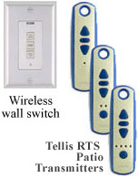 Wireless wall switch and Telis RTS Patio Remote Controls for motorized awnings